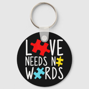 Autism Awareness Love Needs No Words Puzzle Pieces Keychain