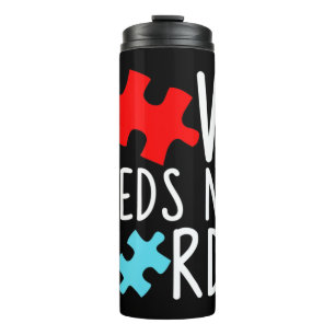 Autism Awareness Love Needs No Words Puzzle Pieces Thermal Tumbler