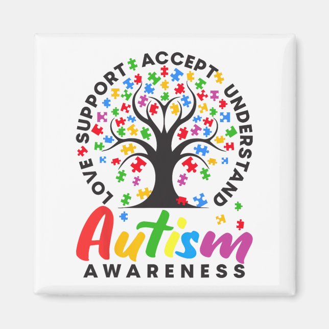 Autism Awareness Love Support Accept Understand Au Magnet (Front)