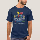 Autism Awareness Love Understand Support Custom T-Shirt<br><div class="desc">Customize this colourful Red, Yellow, Blue, Green, and White Autism Awareness Support Design with your Text by clicking the "Personalize" button above. For many people, Autism Awareness comes around in April, for some, the awareness is everyday. This Autism Awareness Support design says Autism Awareness. Love Understand, Support. Wear it with...</div>