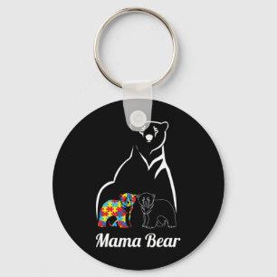 Autism Awareness Mama Bear Mom Autistic Child Keychain
