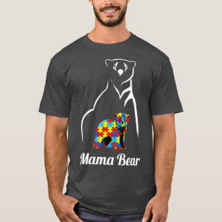 Autism Awareness Mama Bear Mom Support Autistic T-Shirt