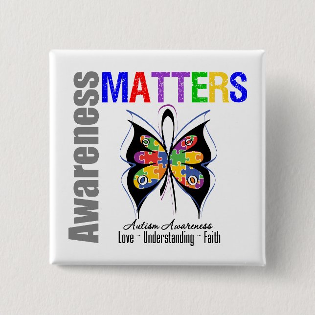 Autism Awareness Matters 2 Inch Square Button (Front)