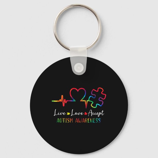 Autism Awareness Men Women Kids Live Love Accept T Keychain (Front)