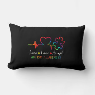 Autism Awareness Men Women Kids Live Love Accept T Lumbar Pillow