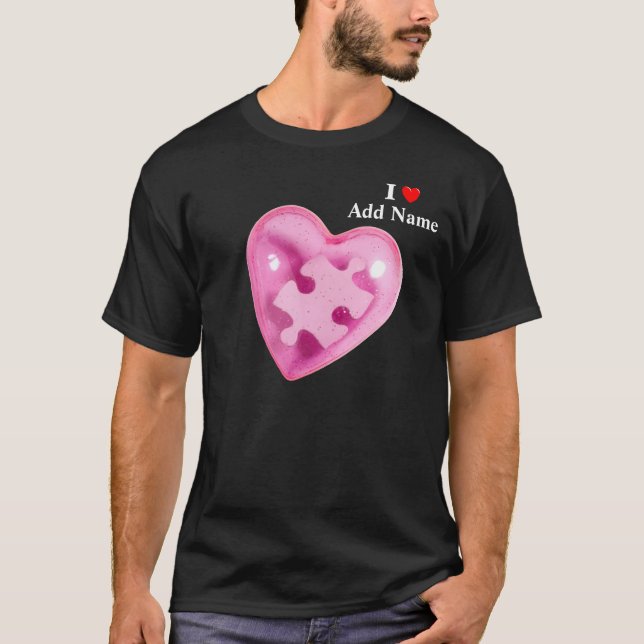 Autism Awareness Mens Shirt Pink Heart Customize (Front)