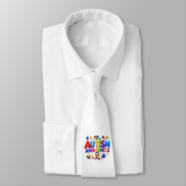 Autism Awareness Mens Tie (Tied)