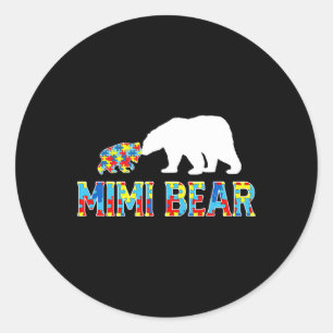 Autism Awareness Mimi Bear Puzzle Support Autistic Classic Round Sticker