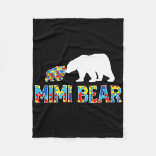 Autism Awareness Mimi Bear Puzzle Support Autistic Fleece Blanket