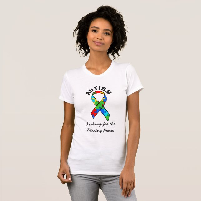 Autism Awareness Missing Pieces Ribbon Shirt (Front Full)