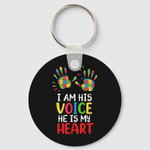 Autism Awareness Mom Dad Keychain