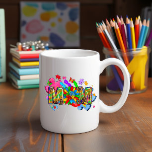 Autism Awareness Mom Flower Mug