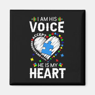 Autism Awareness Mom I Am His Voice He Is My Hear Magnet