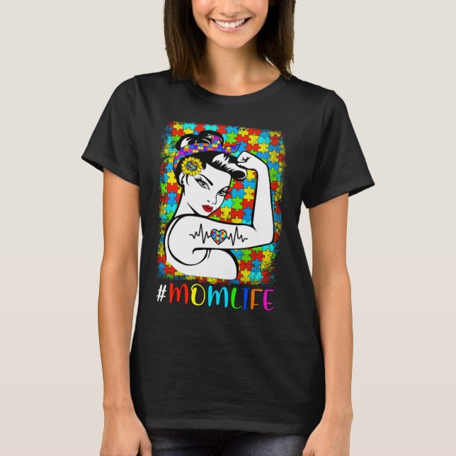 Autism Awareness MOM LIFE Warrior Autistic Mother  T-Shirt (Front)