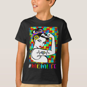 Autism Awareness Mom Life Warrior Autistic Mother  T-Shirt
