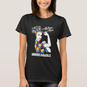 Autism Awareness Mom Messy Bun Puzzle Bandana Moth T-Shirt