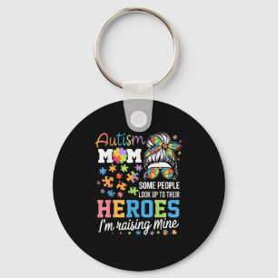 Autism Awareness Mom Raising Heroes Womens Autisti Keychain