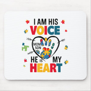 Autism Awareness Mom Shirt I Am His Voice He Is My Mouse Pad