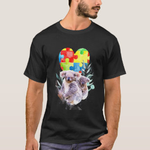Autism Awareness Mommy Koala Bear With Baby Puzzle T-Shirt