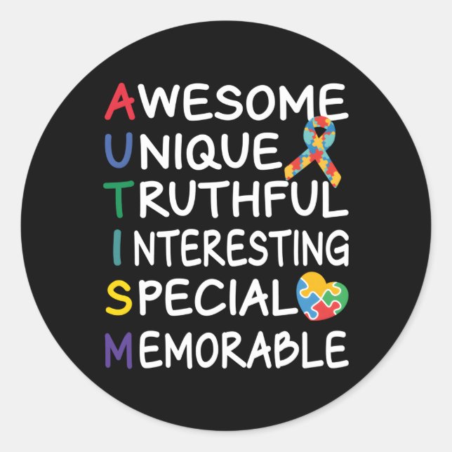 Autism Awareness Month Awesome Autism Awareness Classic Round Sticker (Front)