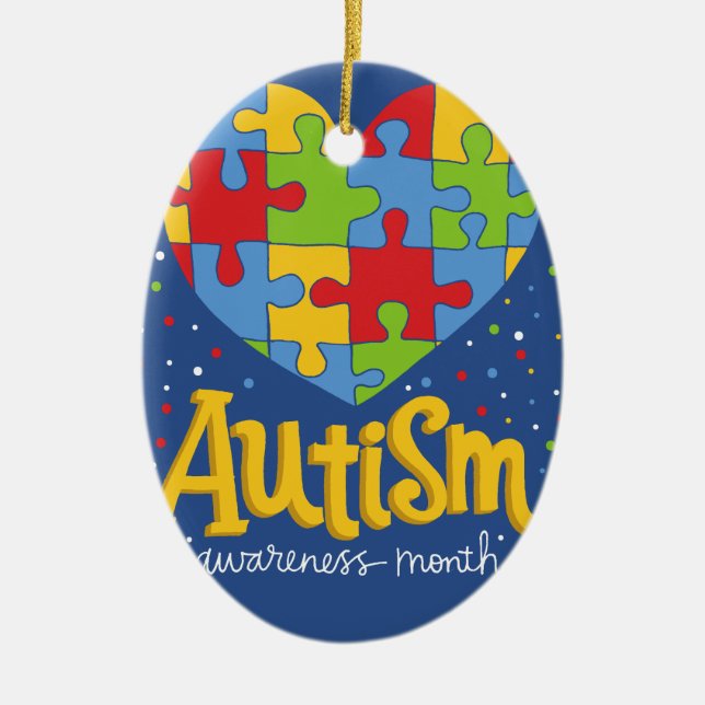 autism awareness month ceramic ornament (Front)