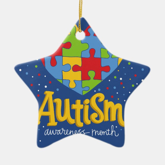 autism awareness month ceramic ornament (Front)