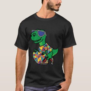 Autism Awareness Month Dinosaur Puzzle Piece Dino T-Shirt