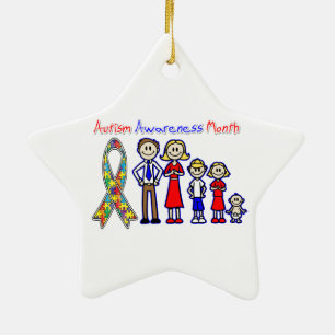 Autism Awareness Month Family Support Ceramic Ornament