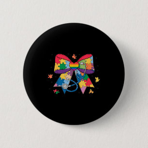 Autism awareness month nurse coquette bow 2 inch round button