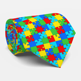 Autism Awareness Month Rainbow Puzzle Tie