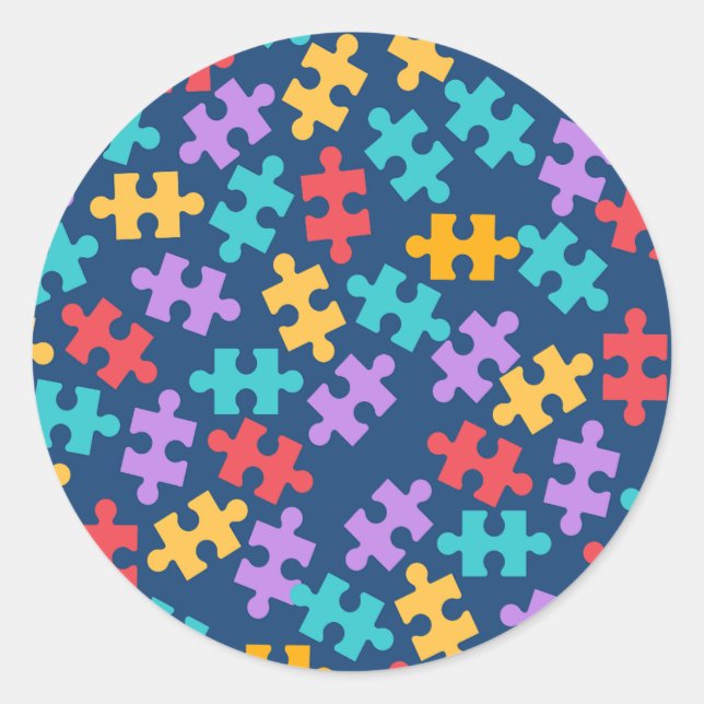 Autism Awareness Month Support Puzzle Piece Classic Round Sticker (Front)