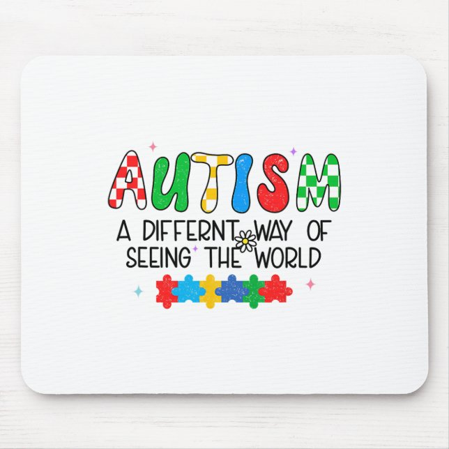 Autism Awareness Month Support Seeing The World Di Mouse Pad (Front)