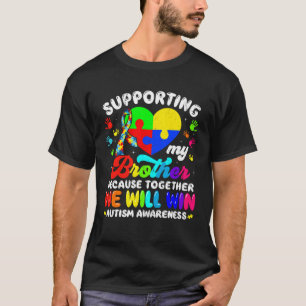 Autism Awareness Month Supporting My Brother Puzzl T-Shirt
