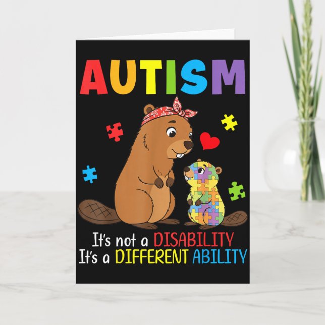 Autism Awareness Mother Beaver Different Ability S Card (Front)