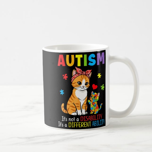 Autism Awareness Mother Cat Different Ability Puzz Coffee Mug (Right)
