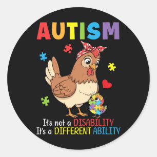 Autism Awareness Mother Chicken Different Ability  Classic Round Sticker