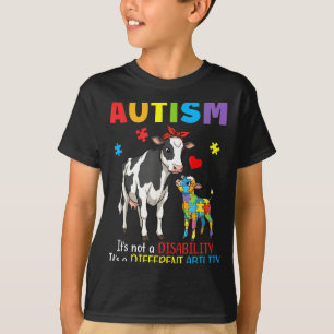 Autism Awareness Mother Cow Different Ability Puzz T-Shirt