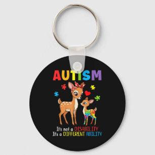 Autism Awareness Mother Deer Different Ability Puz Keychain