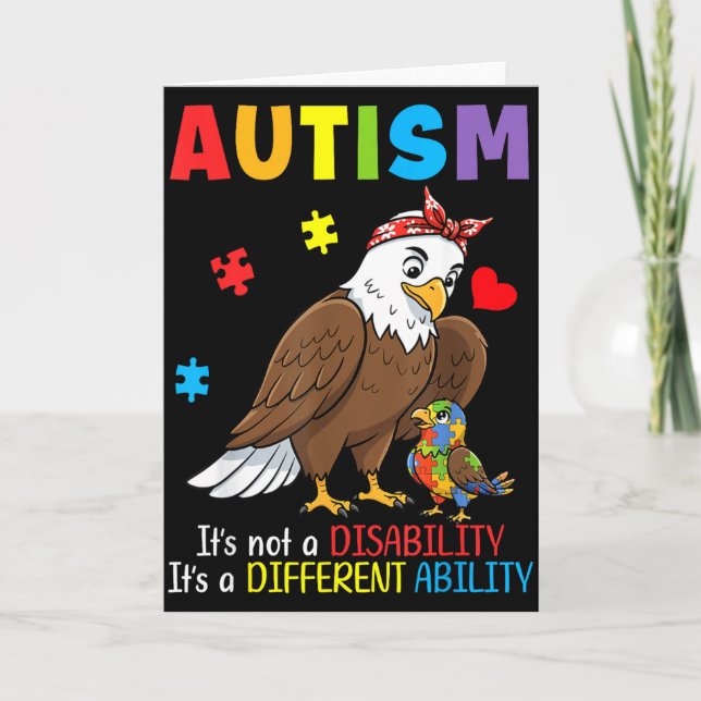 Autism Awareness Mother Eagle Different Ability Pu Card (Front)