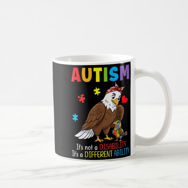Autism Awareness Mother Eagle Different Ability Pu Coffee Mug (Right)