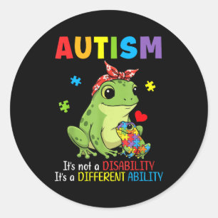 Autism Awareness Mother Frog Different Ability Puz Classic Round Sticker