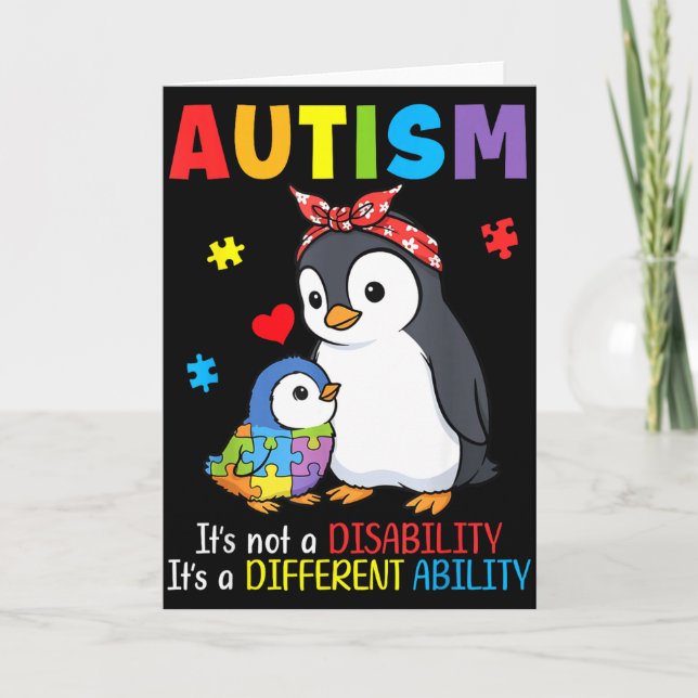 Autism Awareness Mother Penguin Different Ability  Card (Front)
