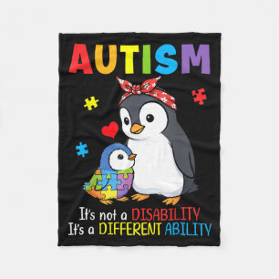 Autism Awareness Mother Penguin Different Ability Fleece Blanket
