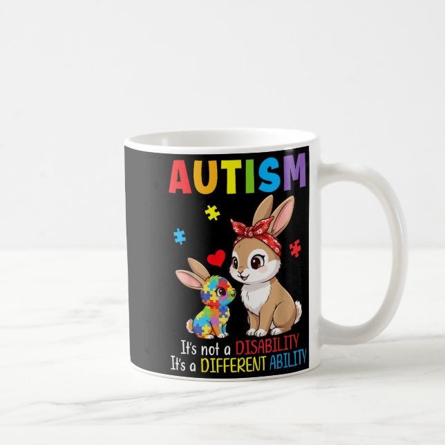 Autism Awareness Mother Rabbit Different Ability S Coffee Mug (Right)