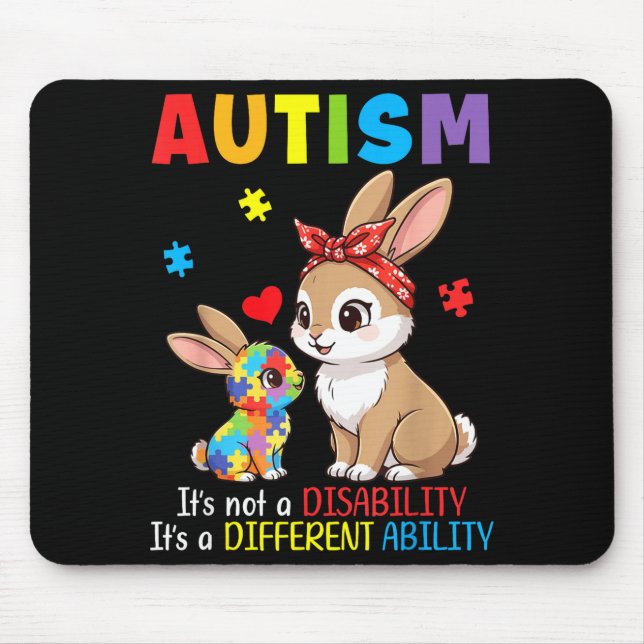 Autism Awareness Mother Rabbit Different Ability S Mouse Pad (Front)