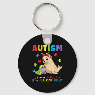 Autism Awareness Mother Seal Different Ability Puz Keychain