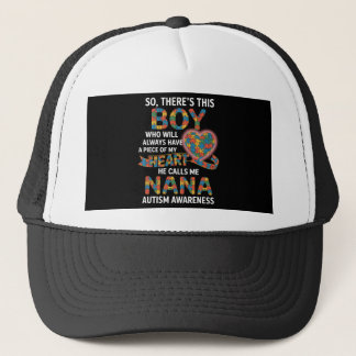 Autism Awareness Nana Puzzle Heart Grandma Gift Trucker Hat