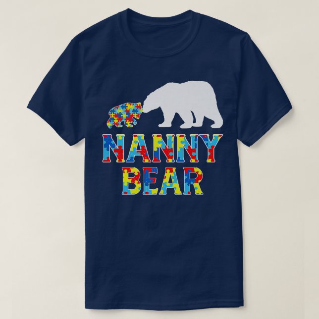Autism Awareness Nanny Bear Support Autistic Premi T-Shirt (Design Front)