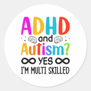 Autism Awareness Neurodivergent Audhdh Classic Round Sticker