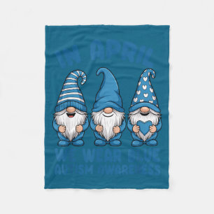 Autism awareness nurse wear blue april gnomes fleece blanket